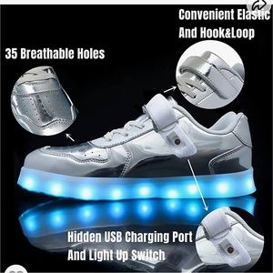 New Wooowyet Kids LED Sneakers for Boys or girls  USB Recharging size 3 big kids